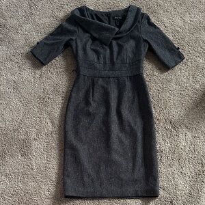 WHBM Black Metallic Midi Sheath Dress